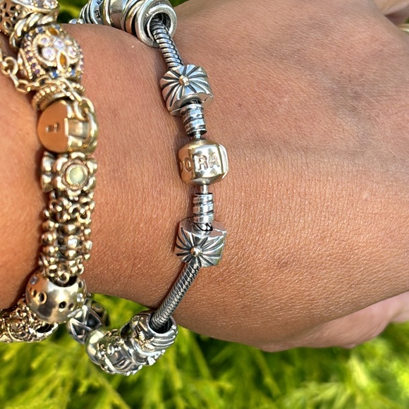 Pandora 14k Gold Sterling Bracelet & 20pc 14k Gold Sterling Pandora Charms Lot - Picture 8 of 16